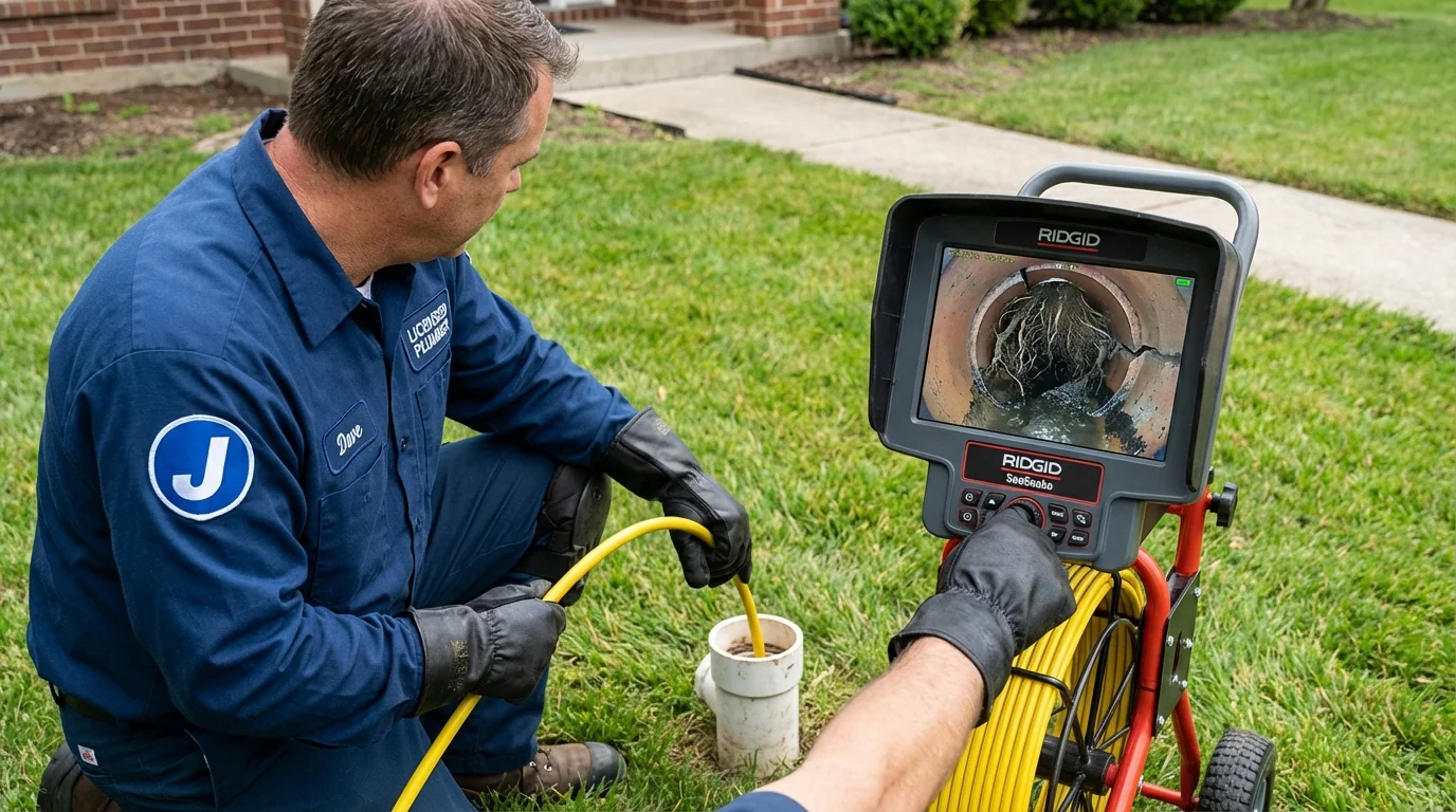 Sewer camera inspection being performed by Johns Plumbing LLC in Ovid